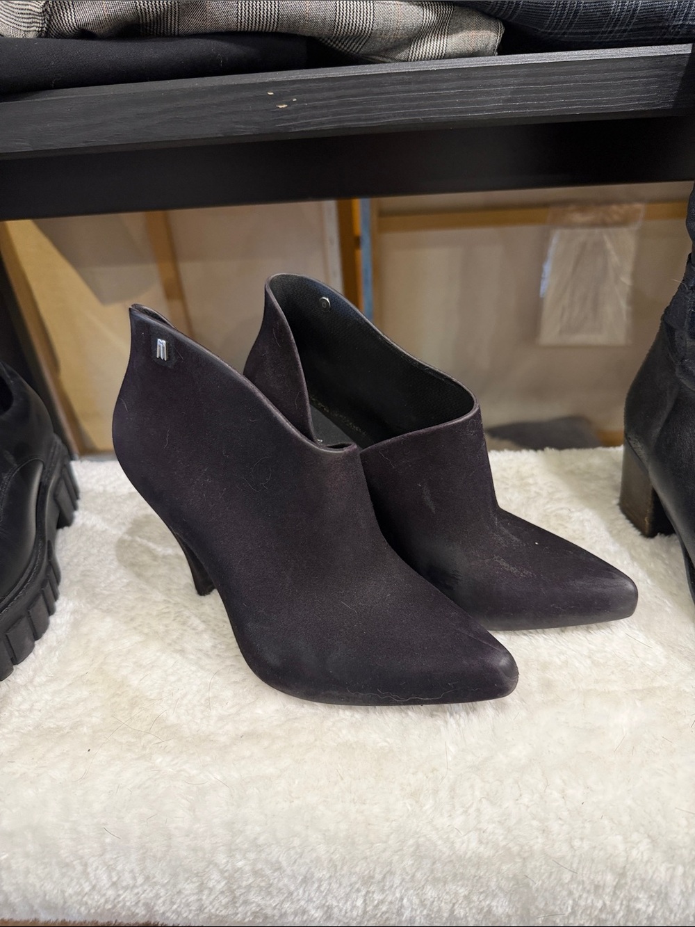 Melissa Black Suede Pointed-Heel Ankle Booties